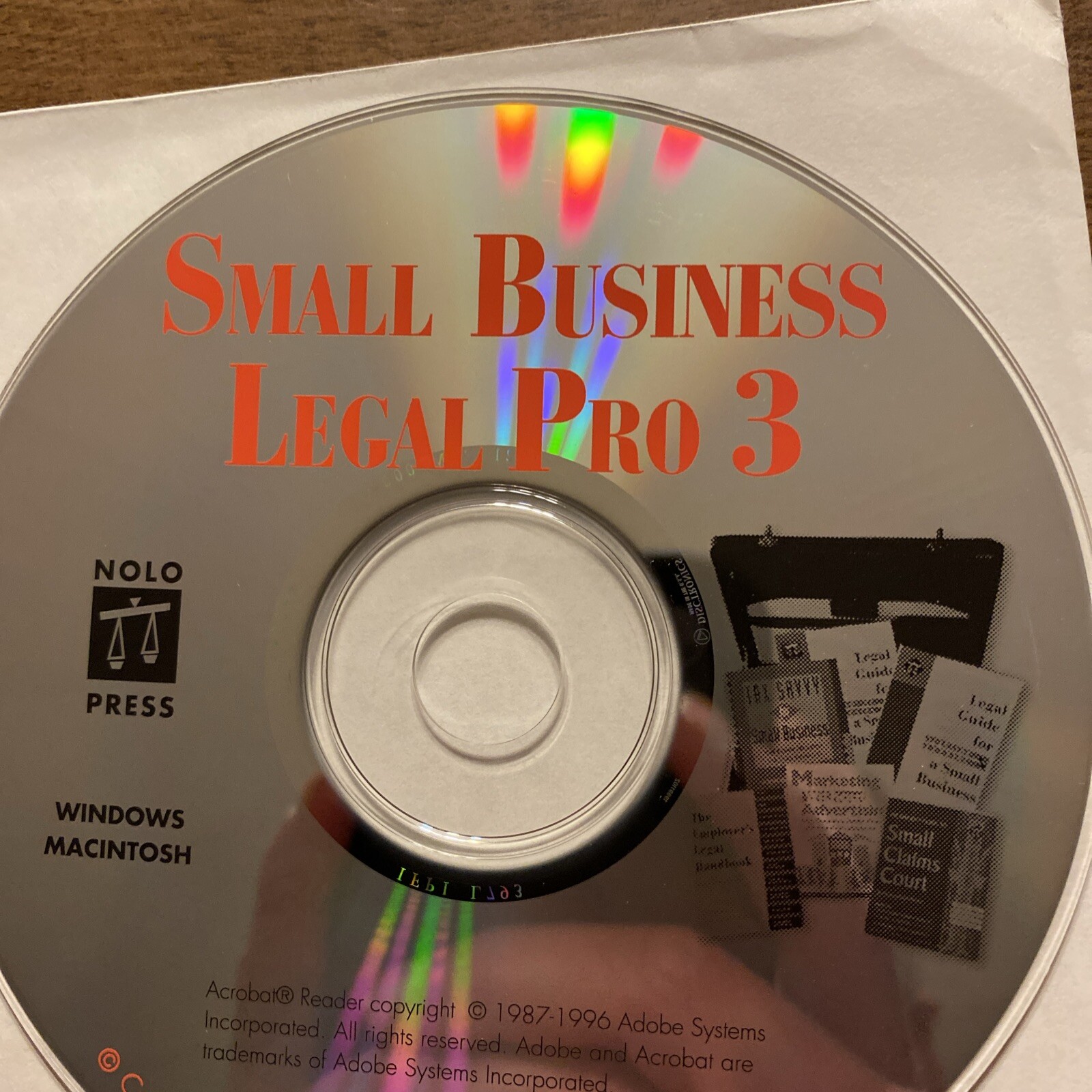 Small Business Legal Pro 3 Compact Disc CD 1997 Windows & Mac PCs Nolo Press VTG