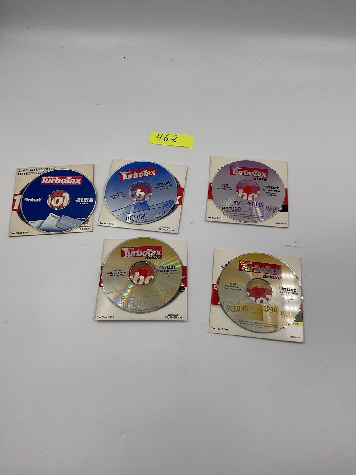 Vintage Quicken TurboTax CD-ROM Software Lot 1997 1999 2001 Win 95 98 5-Discs