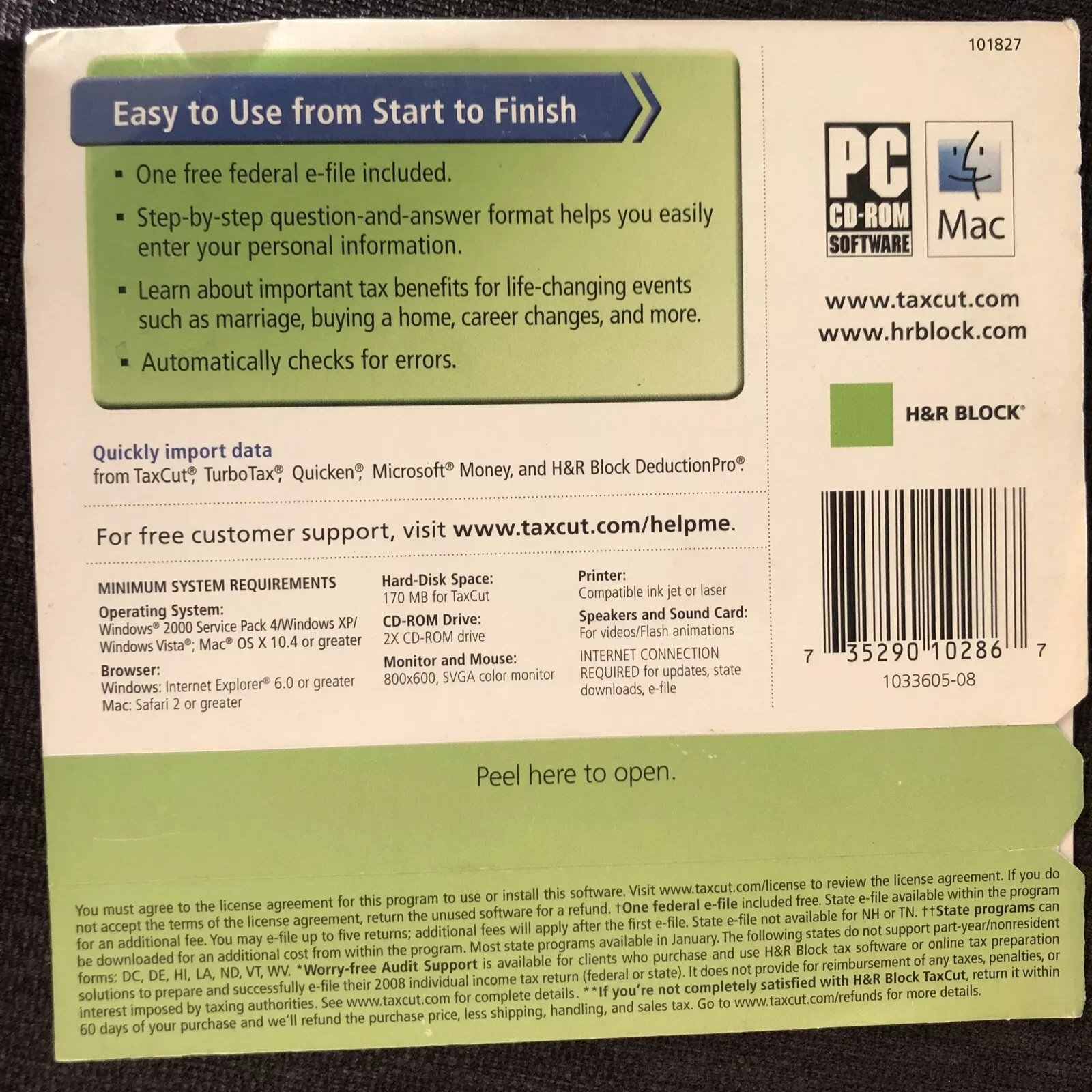 H&R BLOCK TaxCut Standard Federal + e-File Tax Software – Brand New SEALED!