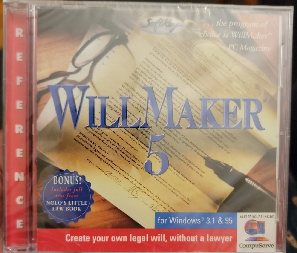 WillMaker 5, Windows 3.1 & 95 (CD-ROM, 1996) Brand New and Sealed!