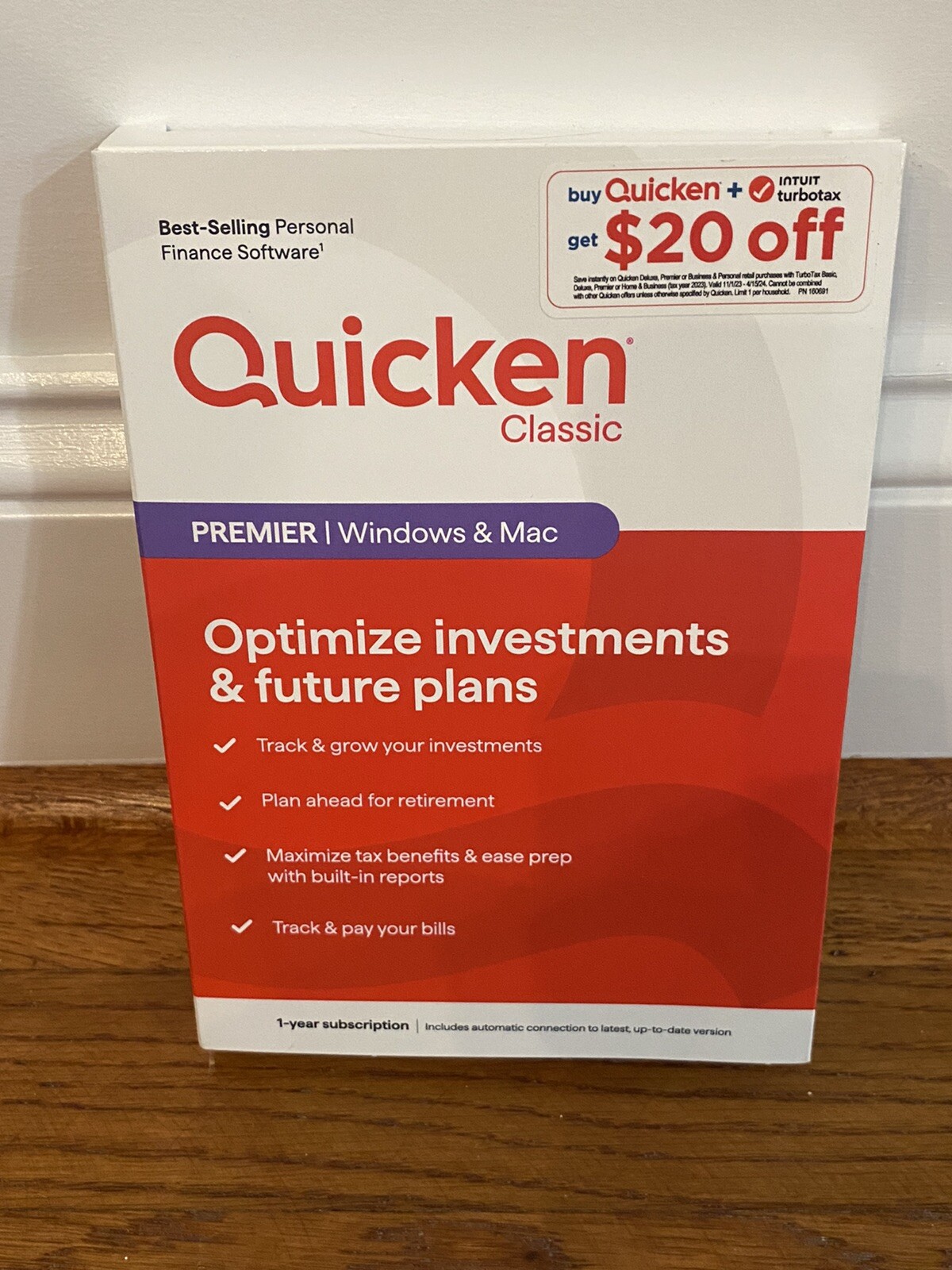 Quicken Classic Premier – 1 Year Subscription (Windows/Mac) [Key Card] Software