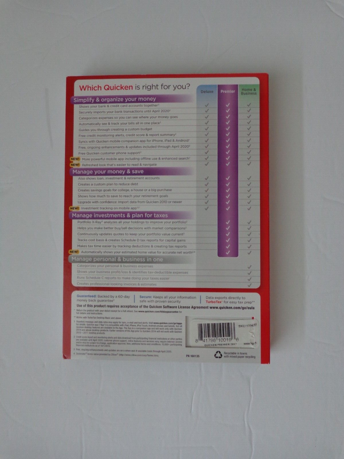 Quicken 2017 Premier Edition For Windows Vista SP2, Windows 10, 7, 8, 8.1
