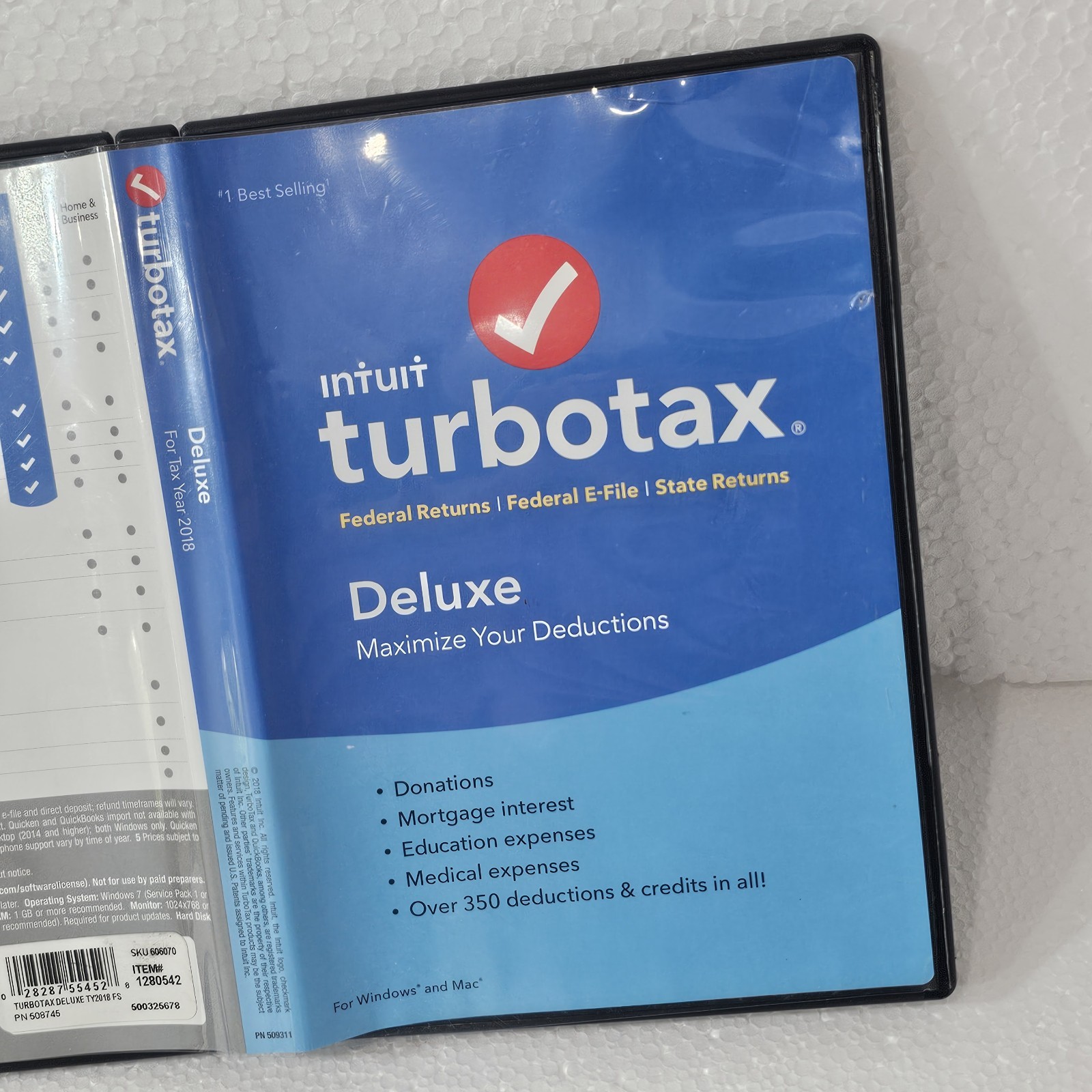 TurboTax Deluxe 2018 Federal + State Return & Federal E-file for Windows Mac CD