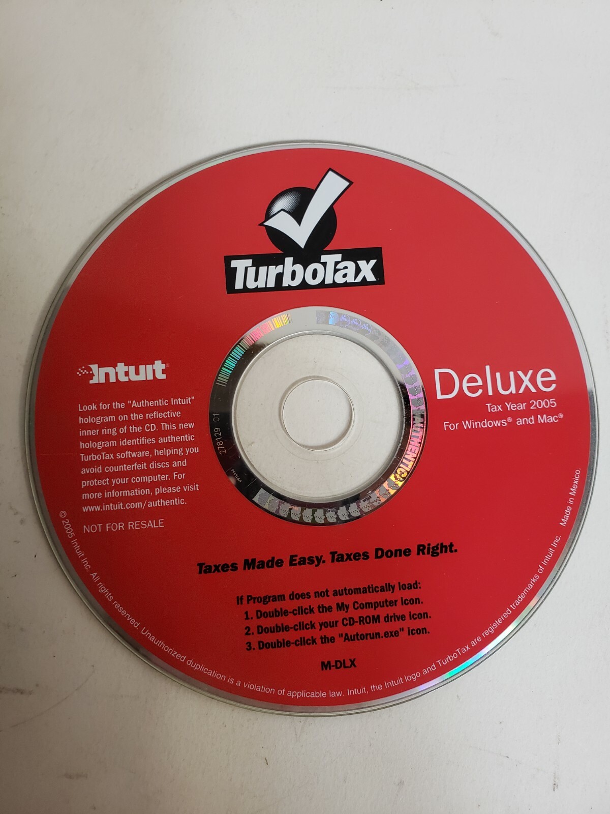 Turbotax deluxe 2005 Windows Mac 3 discs