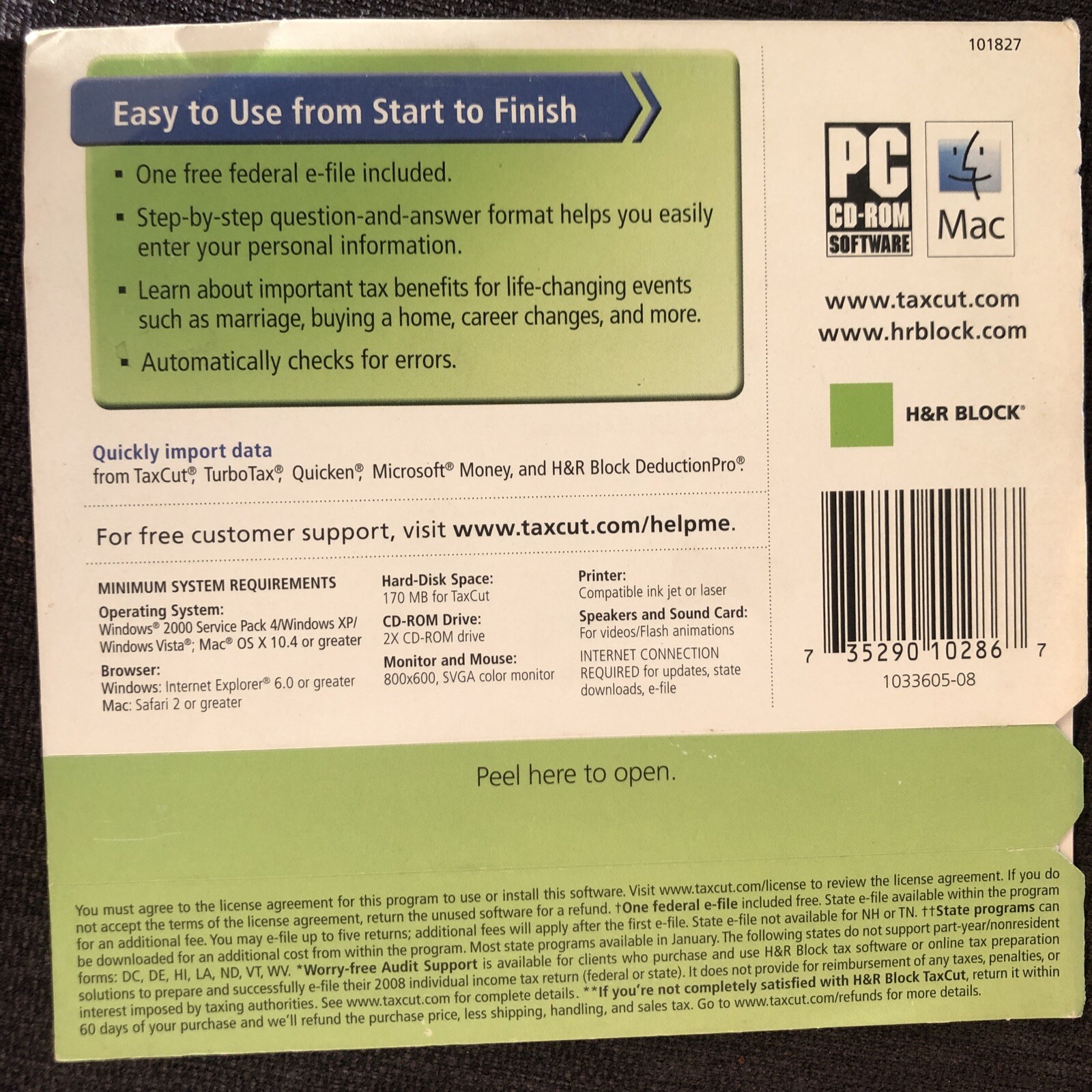 H&R BLOCK TaxCut 2008 Standard Federal + e-File Tax Software New – SEALED!