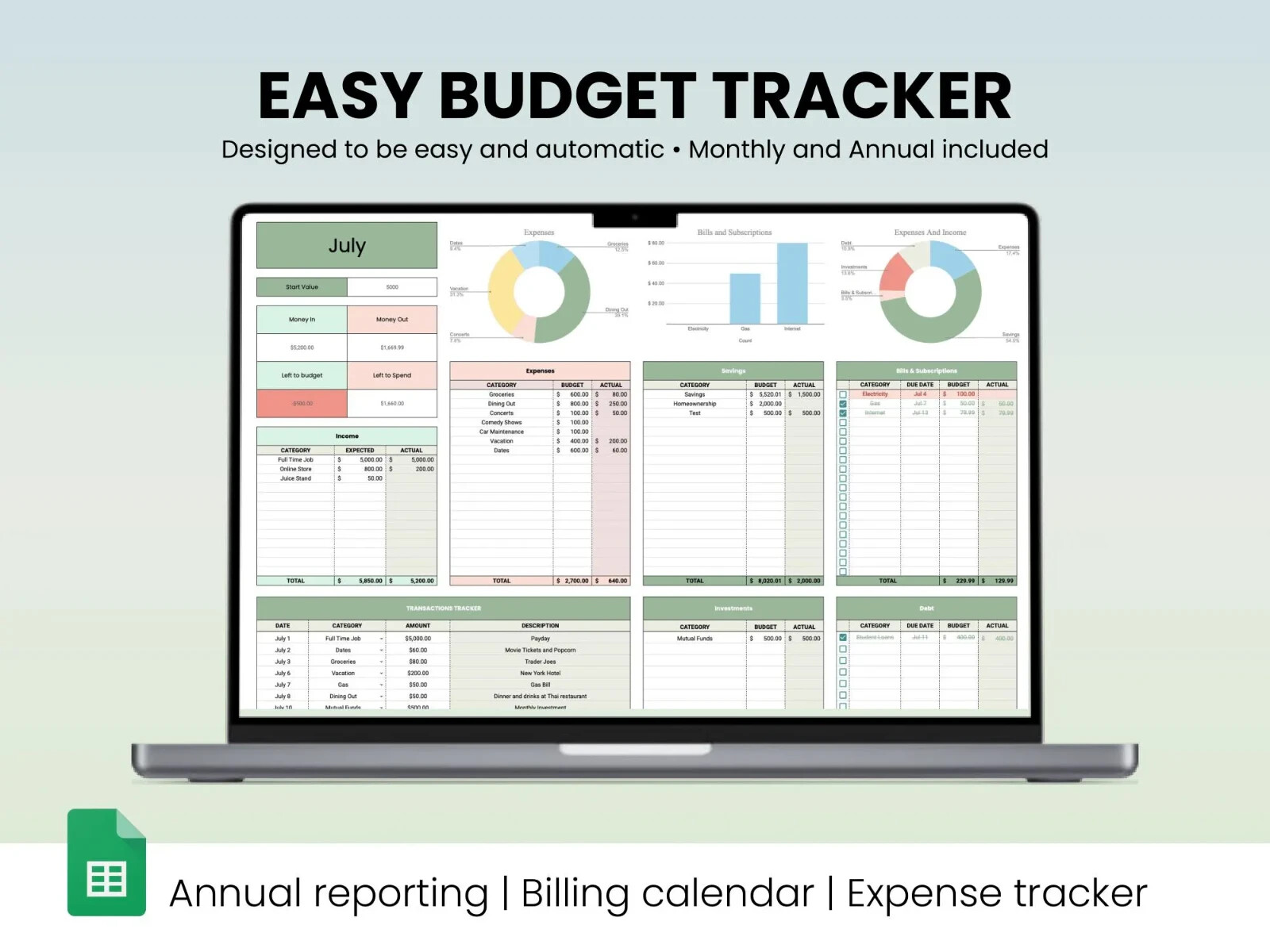 Easy Personal Budget Spreadsheet Finance Saving Template 2024 Planner Google