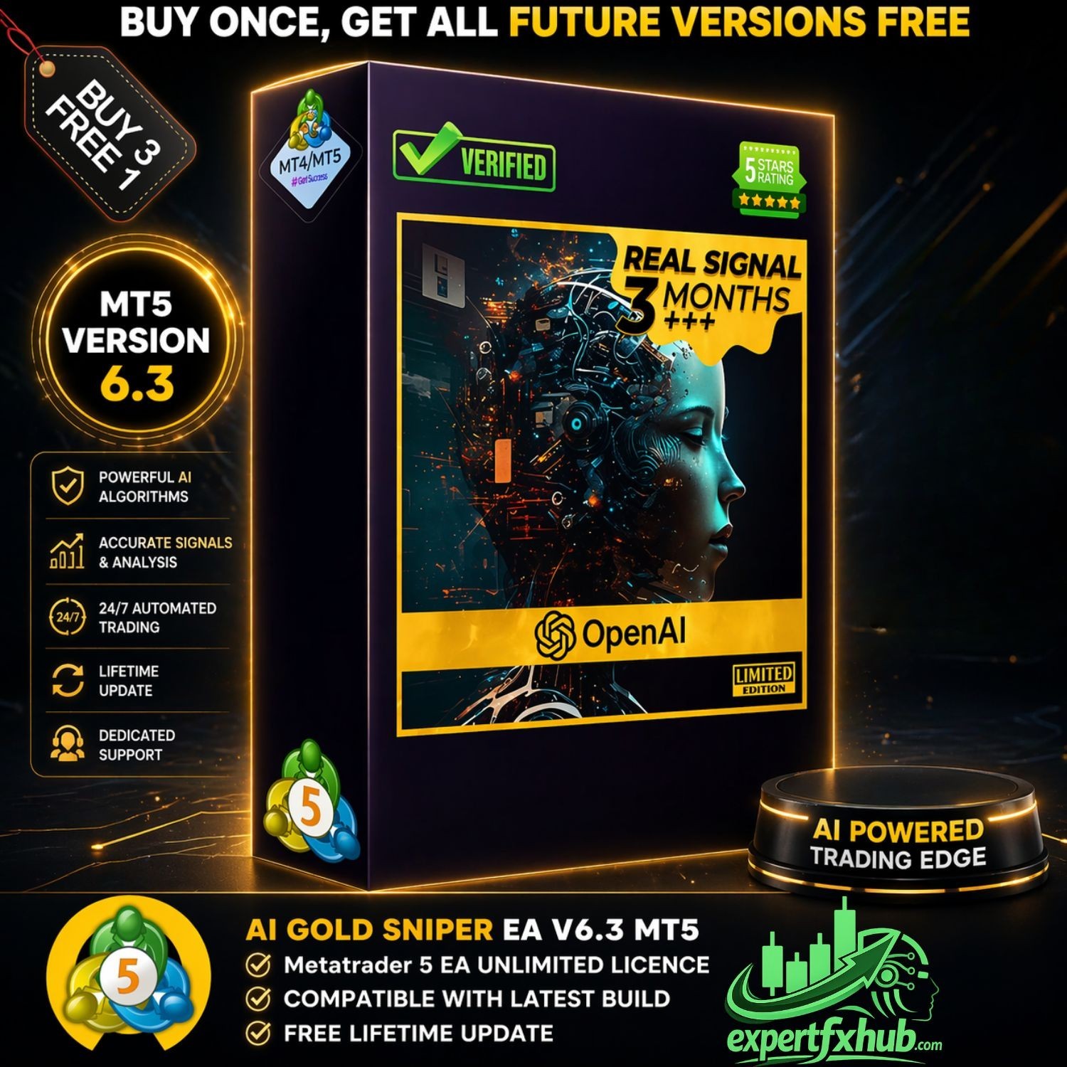 v6.3 AI Gold Sniper Metatrader MT5 EA Bot Trading Forex Robot Expert Advisor
