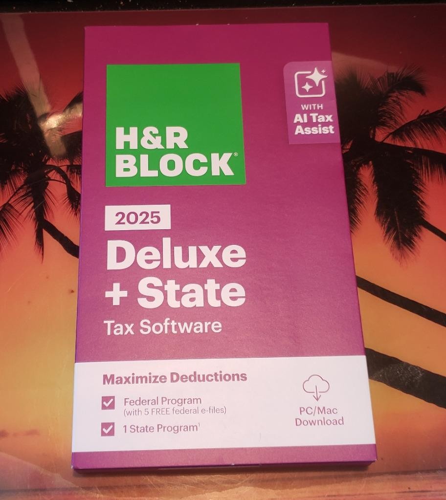 (1) BOX H&R BLOCK 2025 DELUXE + STATE TAX SOFTWARE PC/MAC DOWNLOAD FASTSHIP