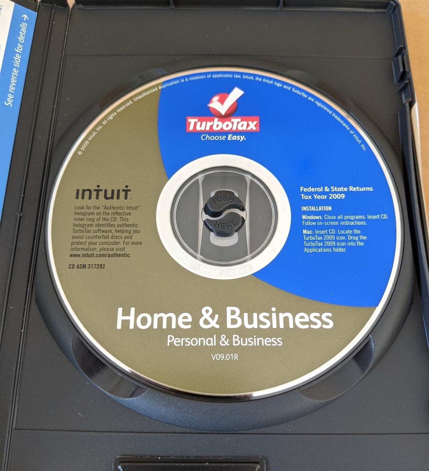 2009 Intuit TurboTax Home & Business Schedule C Federal+State CD Windows & Mac