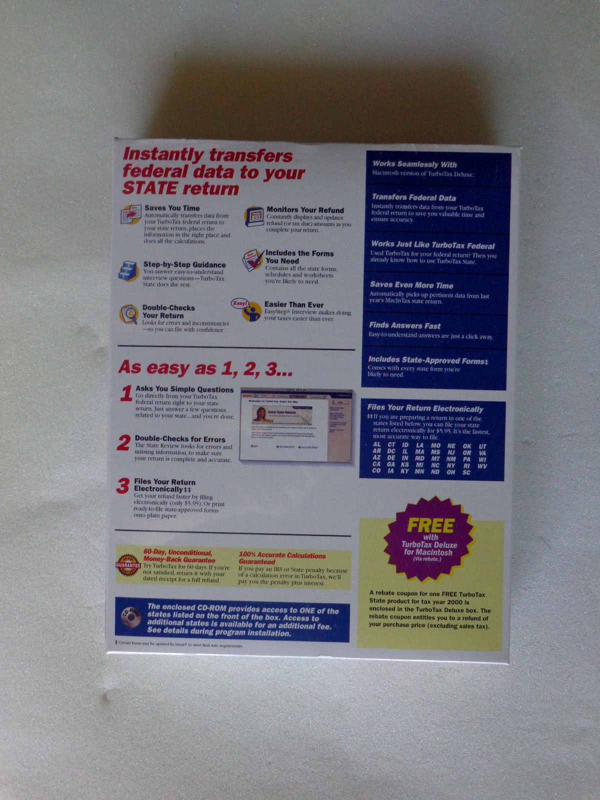 Quicken TurboTax State Return (Tax Year 2000) for Mac