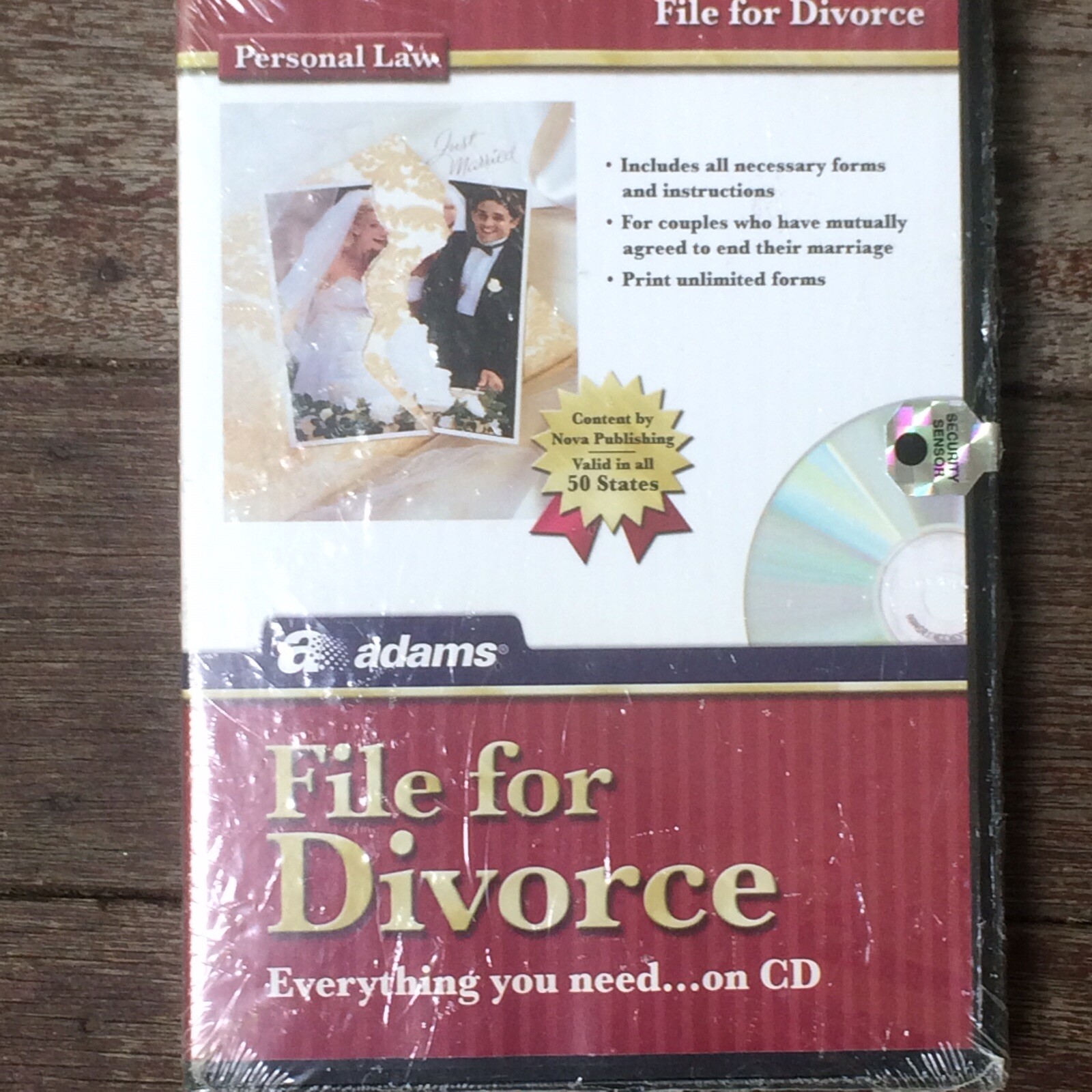 Brand New Sealed Adams File For Divorce Personal Law All 50 States on CD