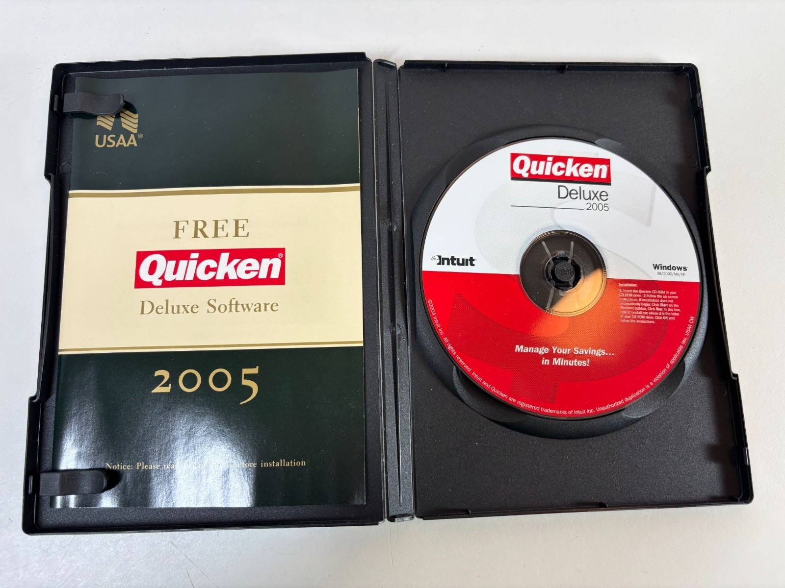Rare 2005 Quicken Deluxe Software USAA Edition For Windows Financial Management