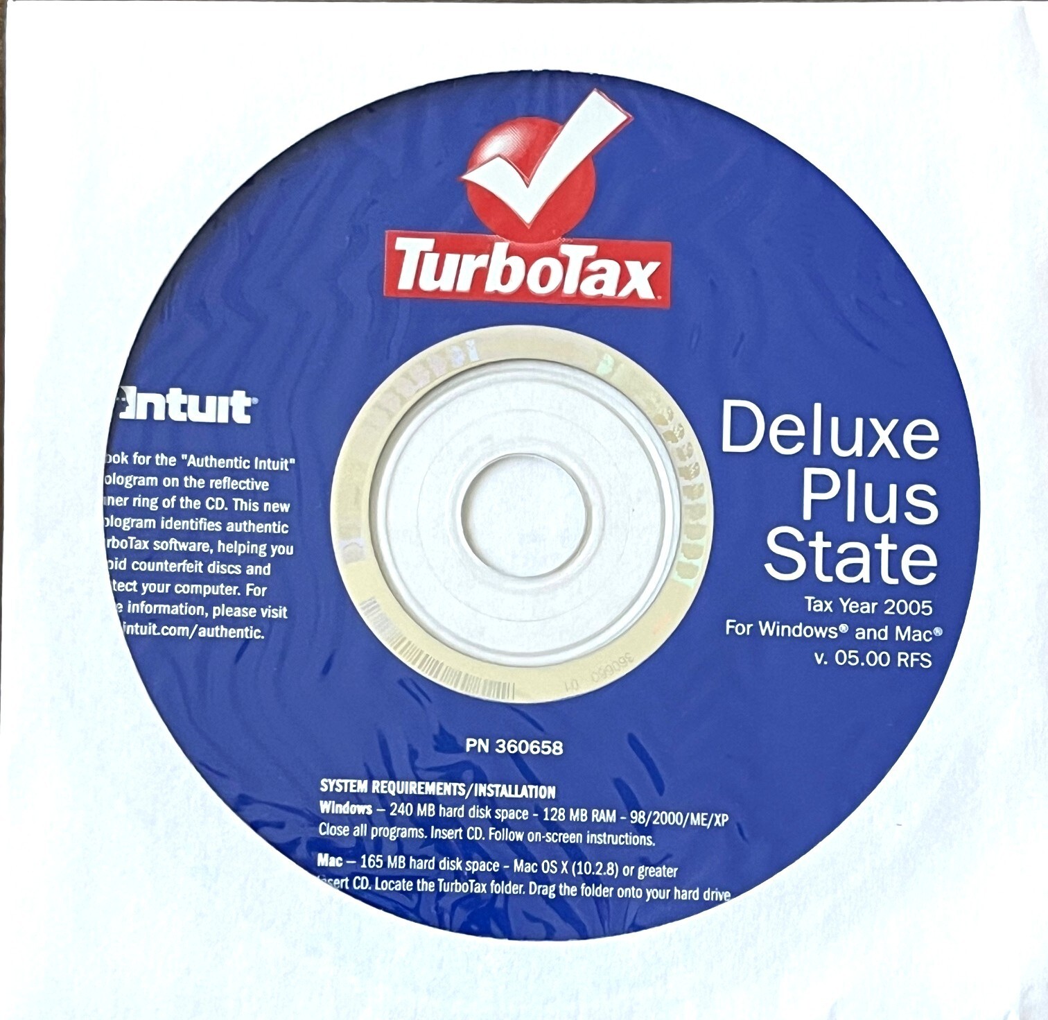 TurboTax Deluxe + State Tax Years 2005; 2006; 2007; 2008; 2009 – Windows & MAC