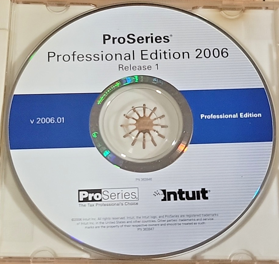 Intuit Tax 2006 ProSeries Professional Edition Release 1 CD Software P/N 363847