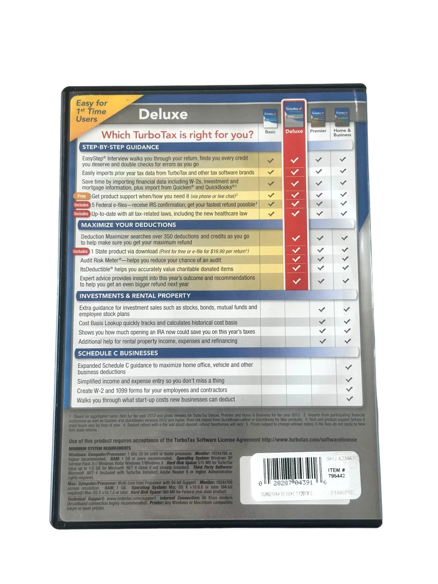 Intuit TurboTax Deluxe 2013 Federal & State Returns + E-File for Windows and MAC