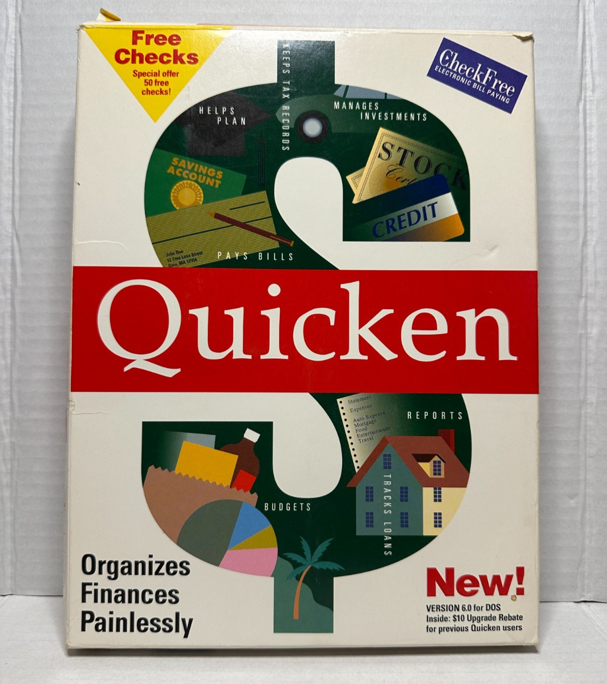 Vintage Intuit Quicken for DOS IBM Version 6.0 3.5″ & 5 1/4″ Floppy Disks VTG