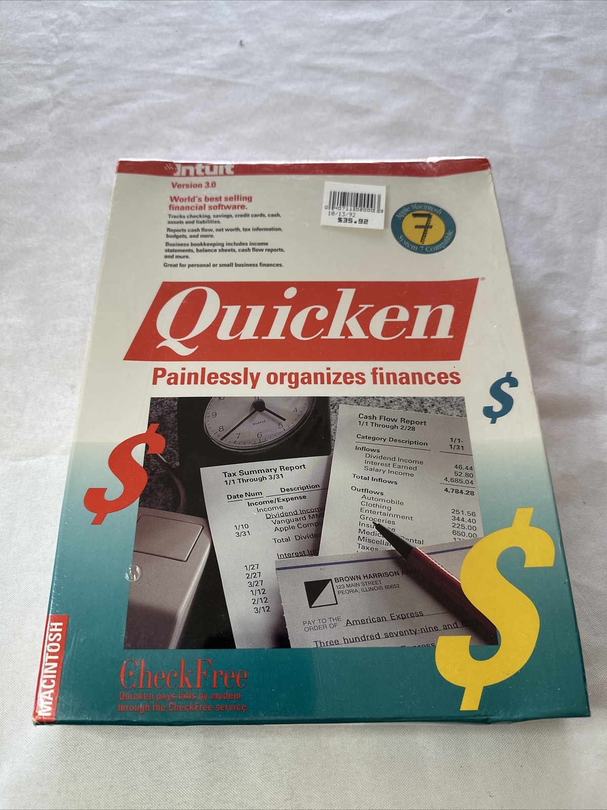 New Vintage Intuit Quicken Manage Financial Software Floppy Disk Apple Macintosh