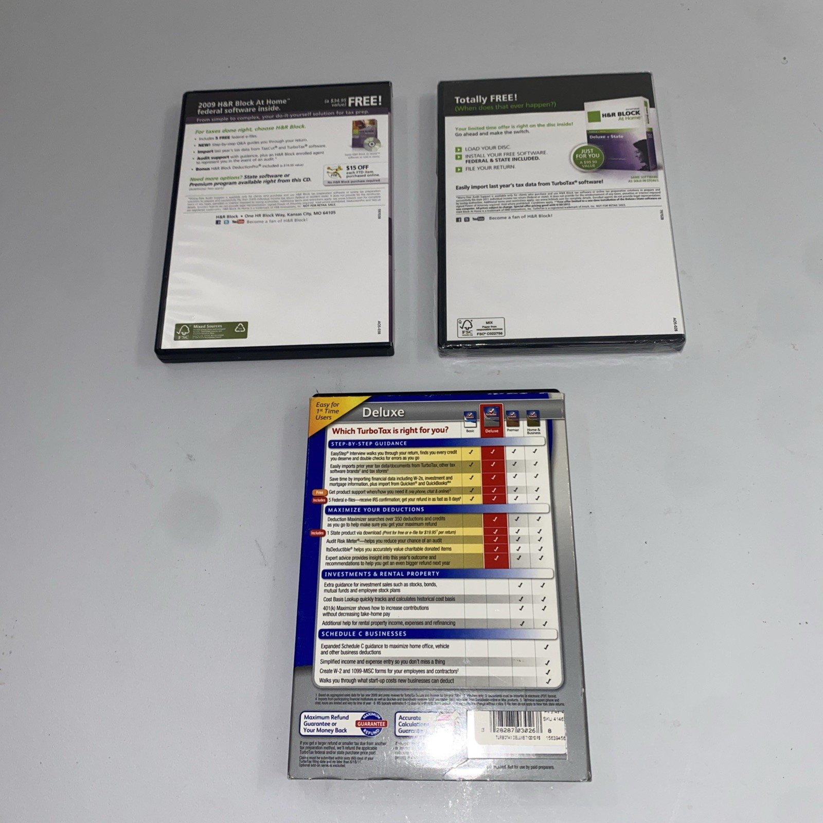 H&R Block 2011 & TurboTax 2009 CD Software + Free H&R Block 2009 NFR