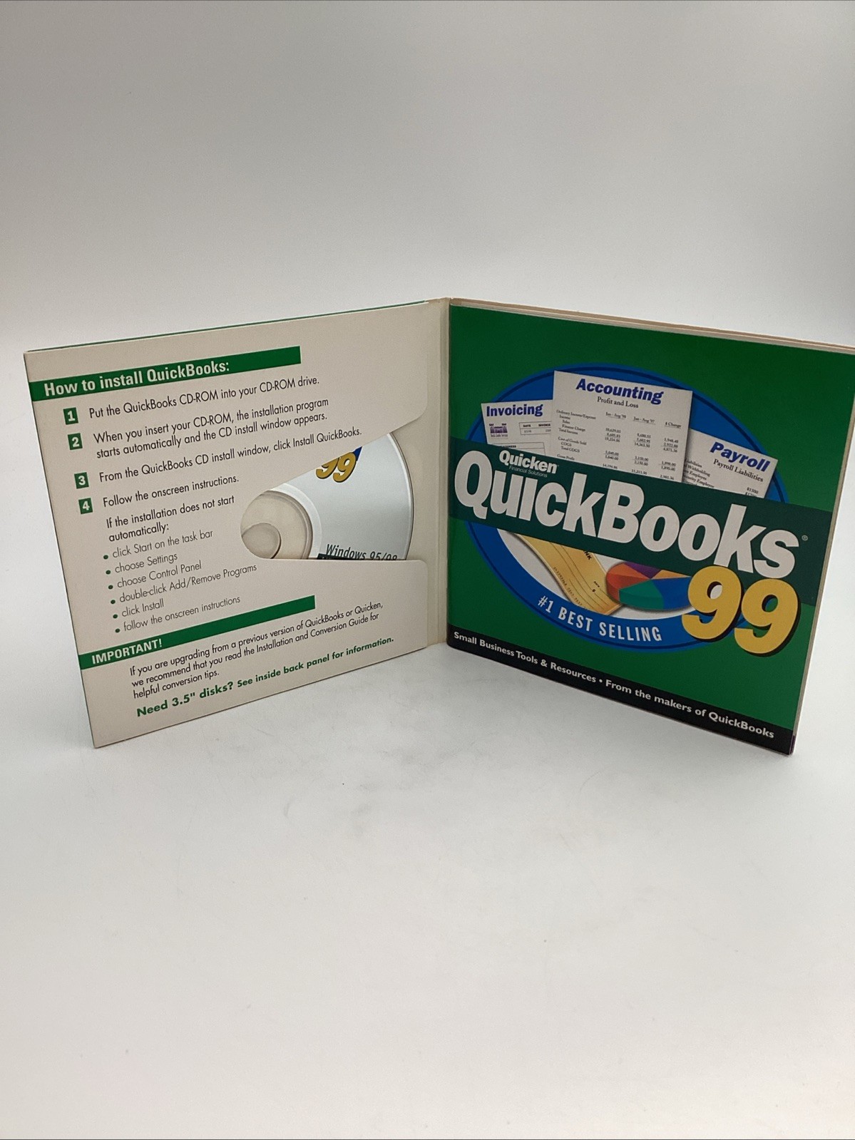 Quicken Financial Solutions Intuit QuickBooks 99 Accounting Software Windows