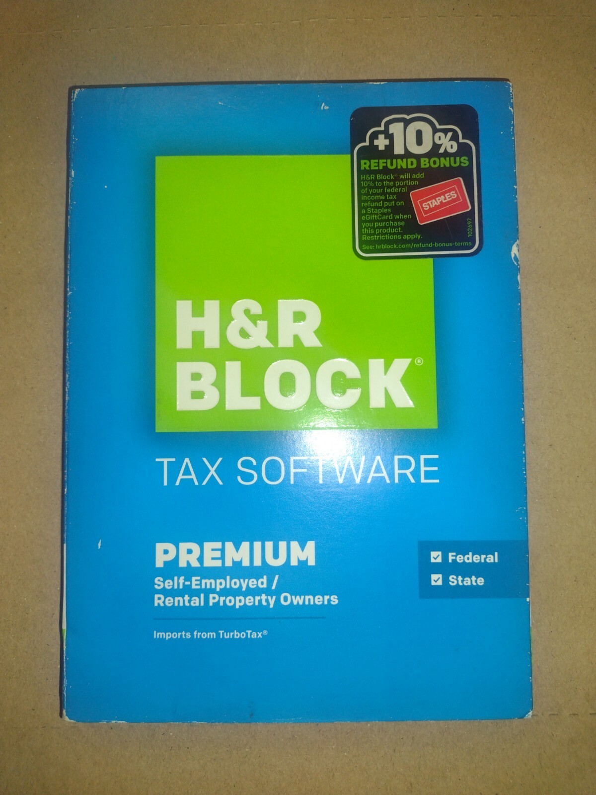 2015 H&R Block PREMIUM Federal State Self employed, Property Owner CD Sealed