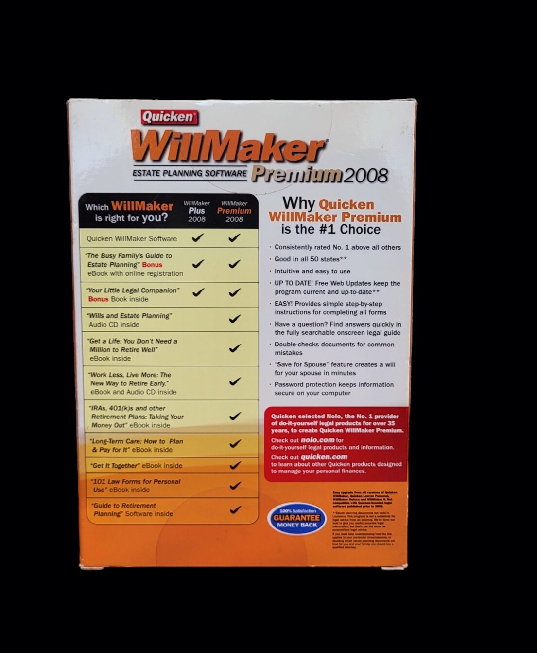 Quicken Willmaker Premium 2008 Estate Planning Software Windows 2000/XP/Vista