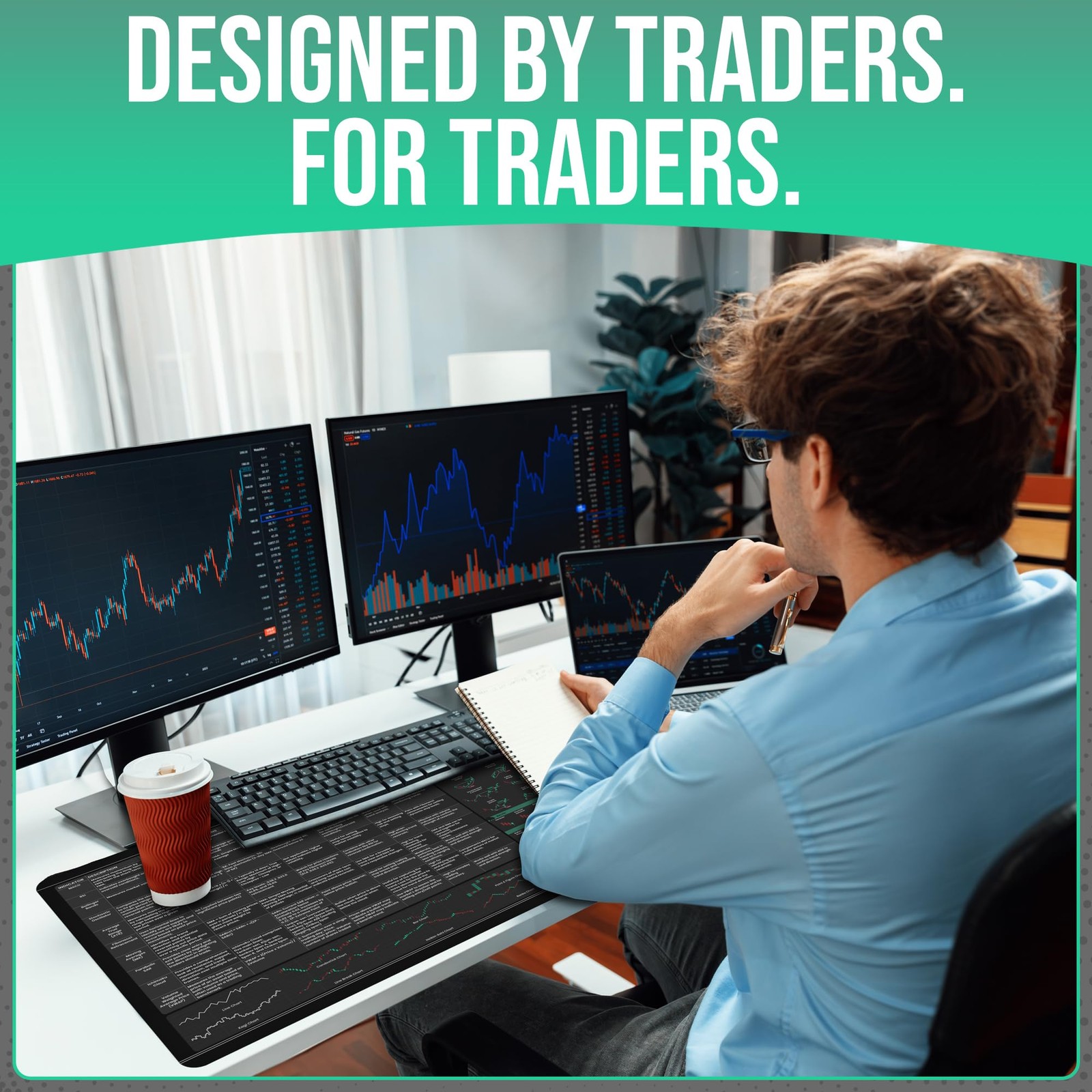 Forex & Stocks Trader’s Desk Mat – Large Trading Mouse Pad with Candlestick