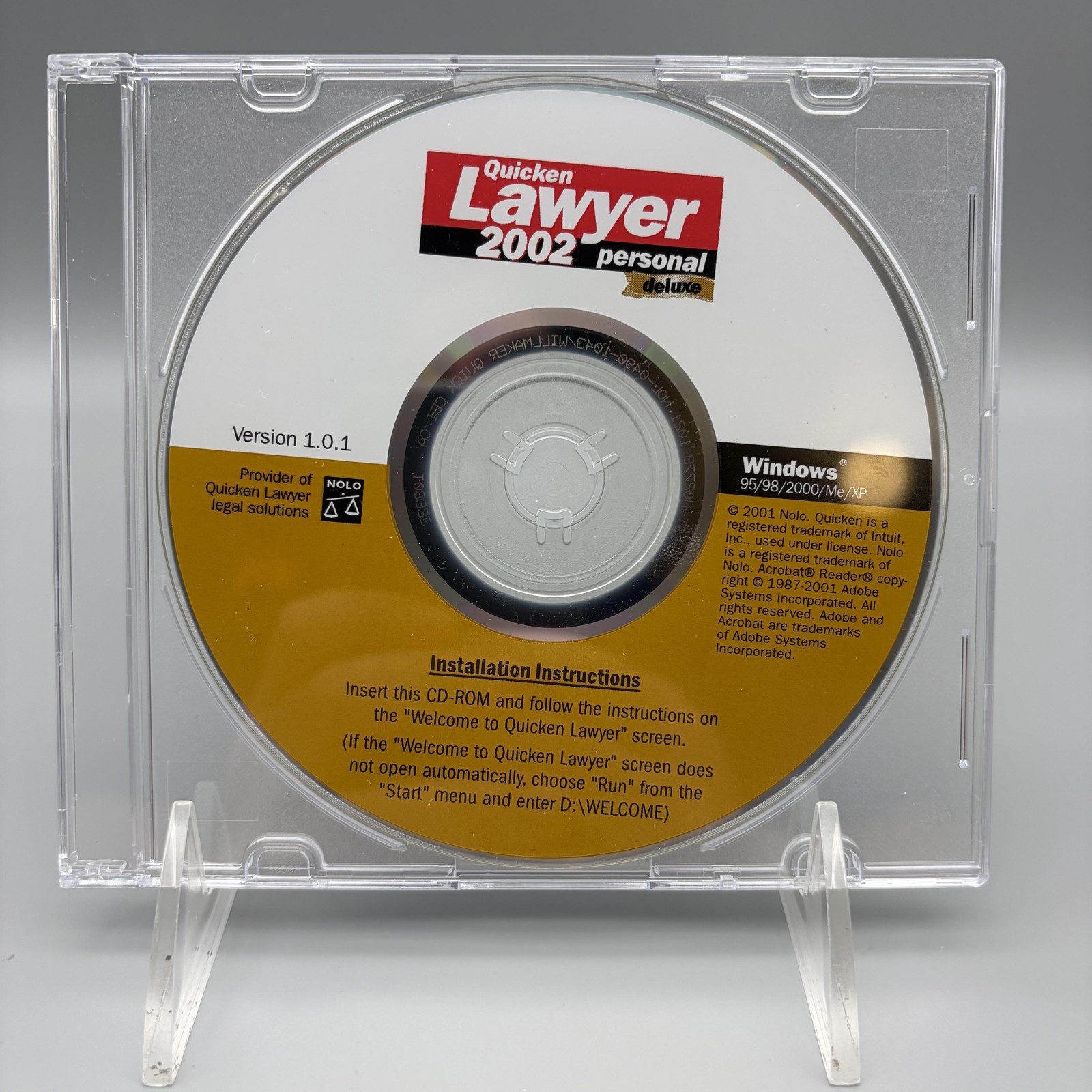 Vintage Quicken Lawyer 2002 Personal Deluxe Legal Software CD-ROM Win 95/XP