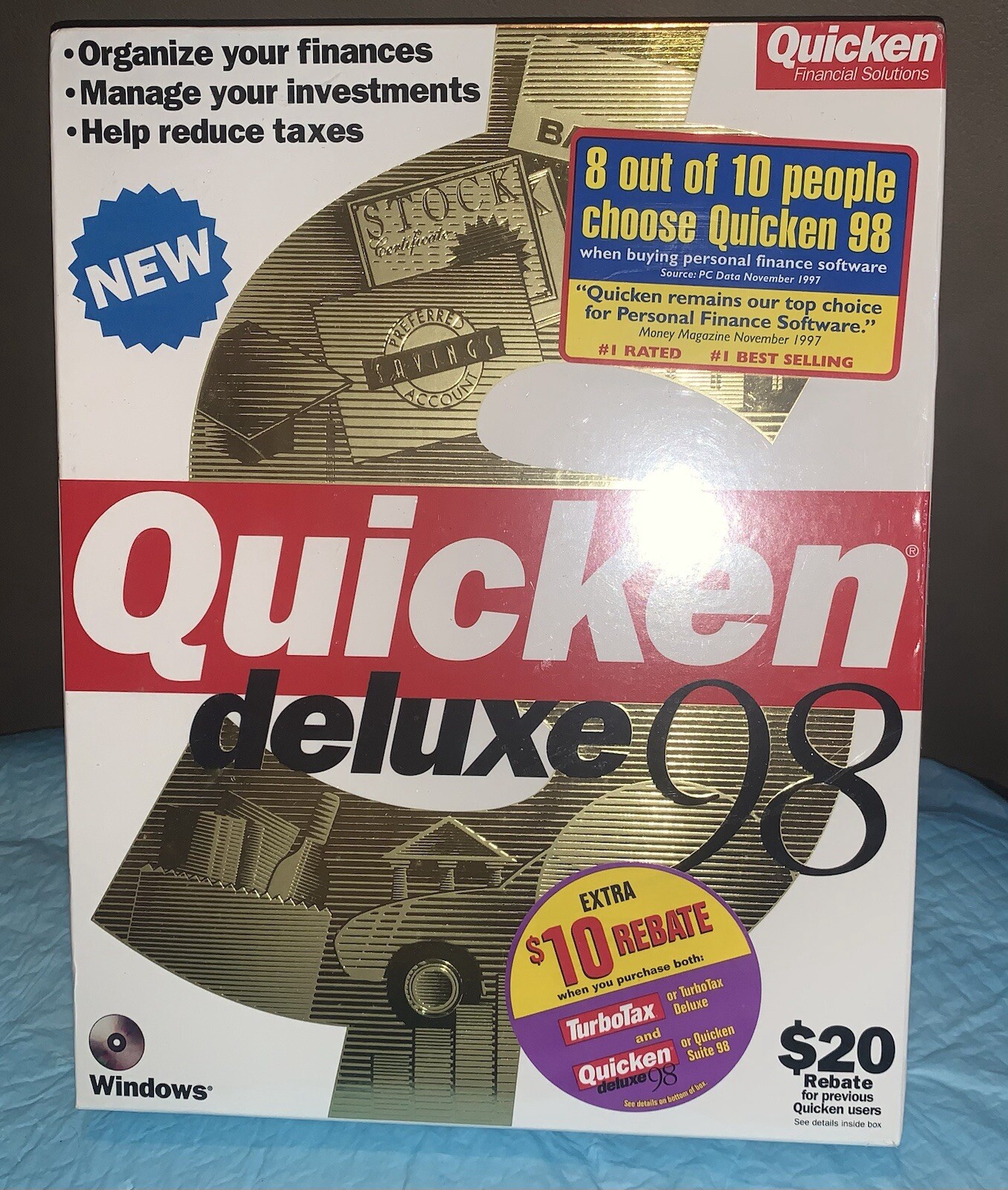 Quicken Deluxe 98 Financial Solutions New Sealed For Windows