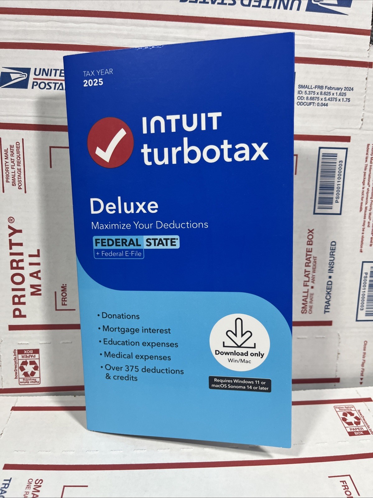 TurboTax Deluxe Desktop 2025 Federal & State Tax Return Product Key Card Desktop