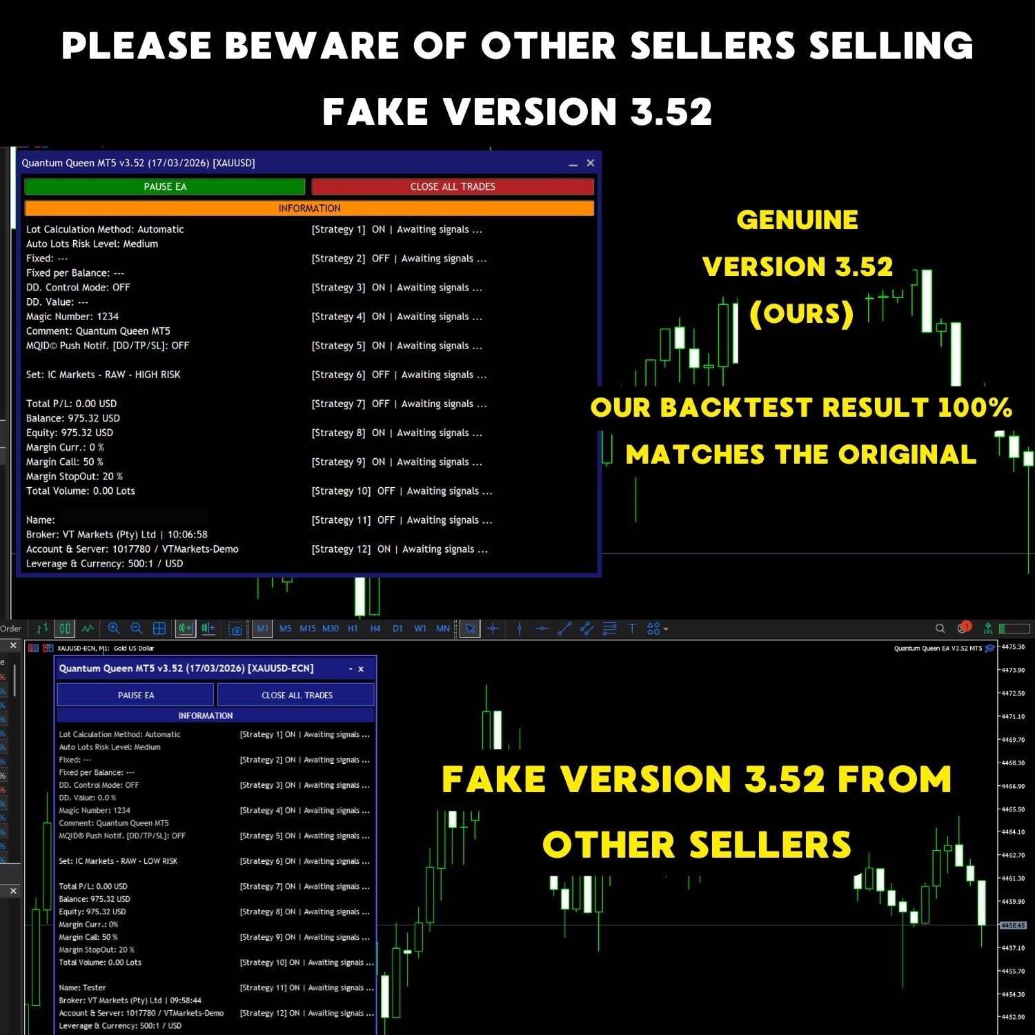 v3.52 Quantum Queen Gold EA MT5 metatrader algo trading robot scalping ftmo