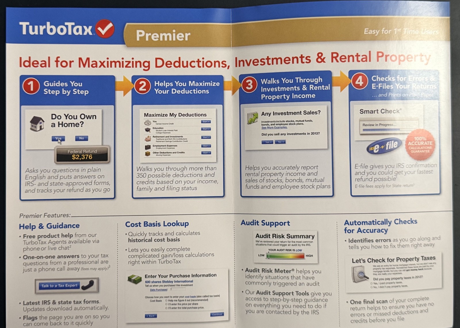 USED TurboTax Premier Federal + State 2013 CD for Windows and Mac