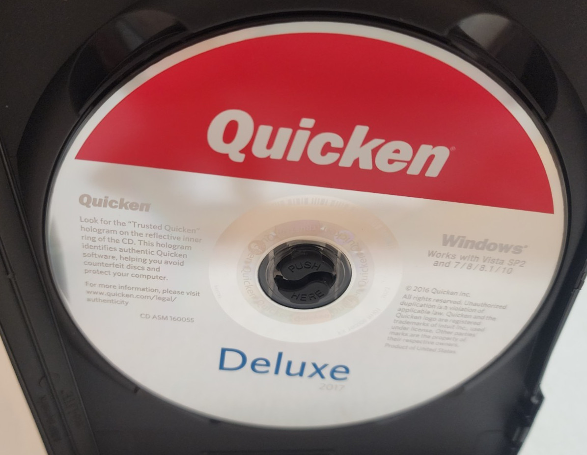 Intuit Quicken 2017 Deluxe For Windows Software Disc READ BEFORE PURCHASING!!