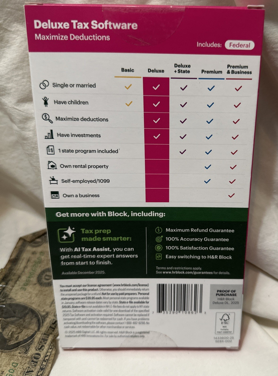 NEW 2025 H&R Block Tax Software Deluxe for Win PC Mac [Key Card] USA Turbotax