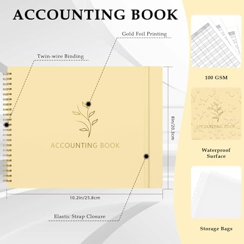 Accounting Ledger Book for Small Business & Personal Use, Light Yellow