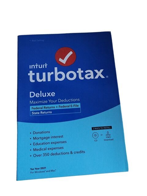 TurboTax Deluxe State And Federal 2021 Tax Software – Physical Disc (NEW)