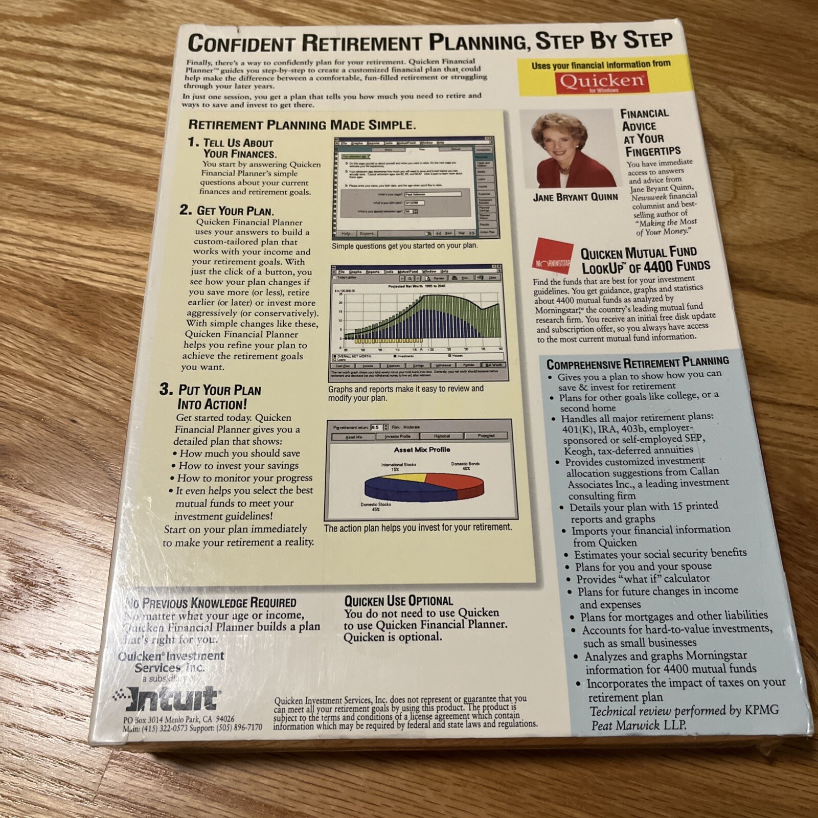 Intuit Quicken Financial Planner CD-ROM BIG BOX Windows Jane Bryant Quinn 1995