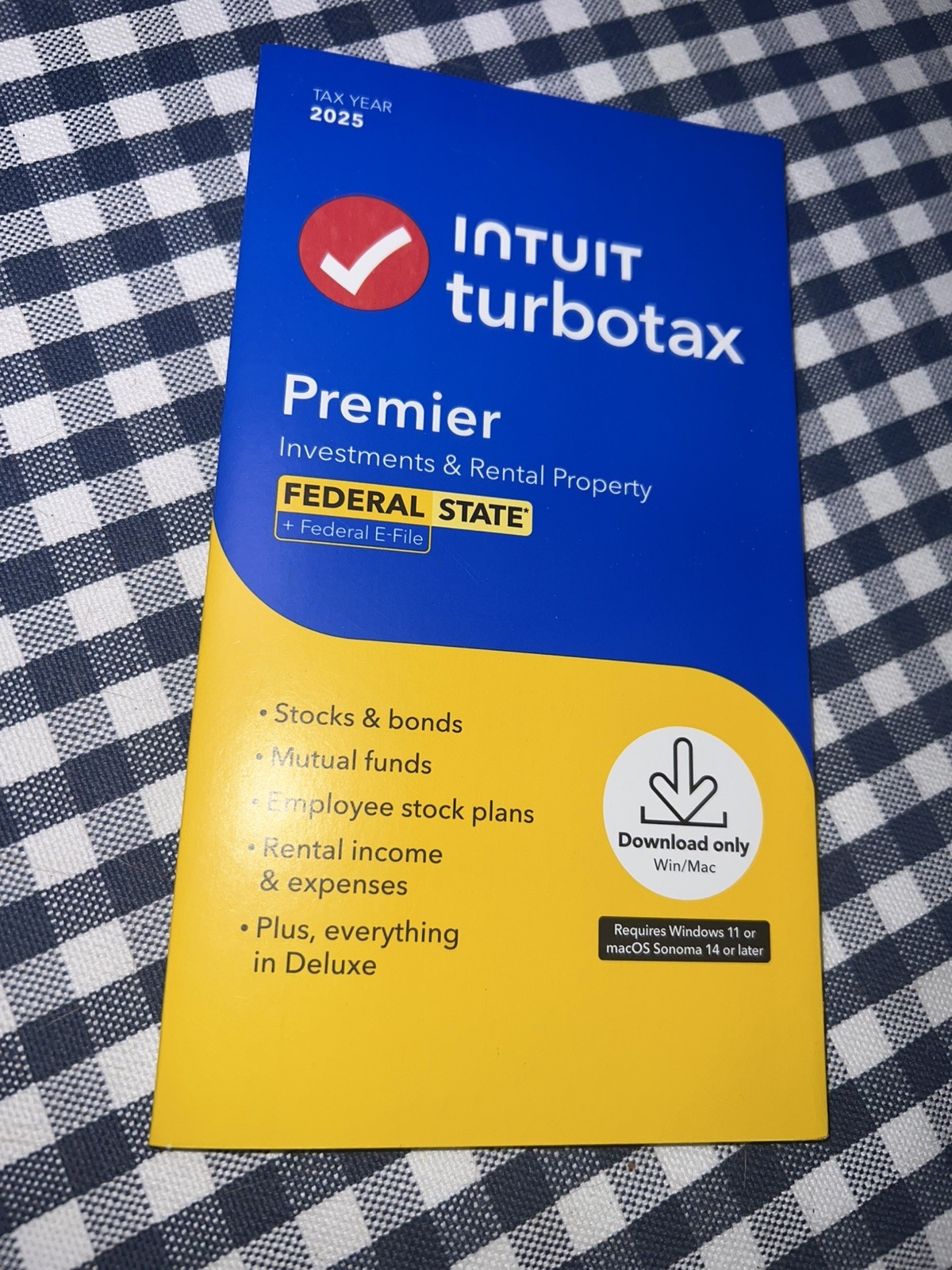2025 TurboTax Premier Tax Software Fed State Windows/MAC Physical Key Card