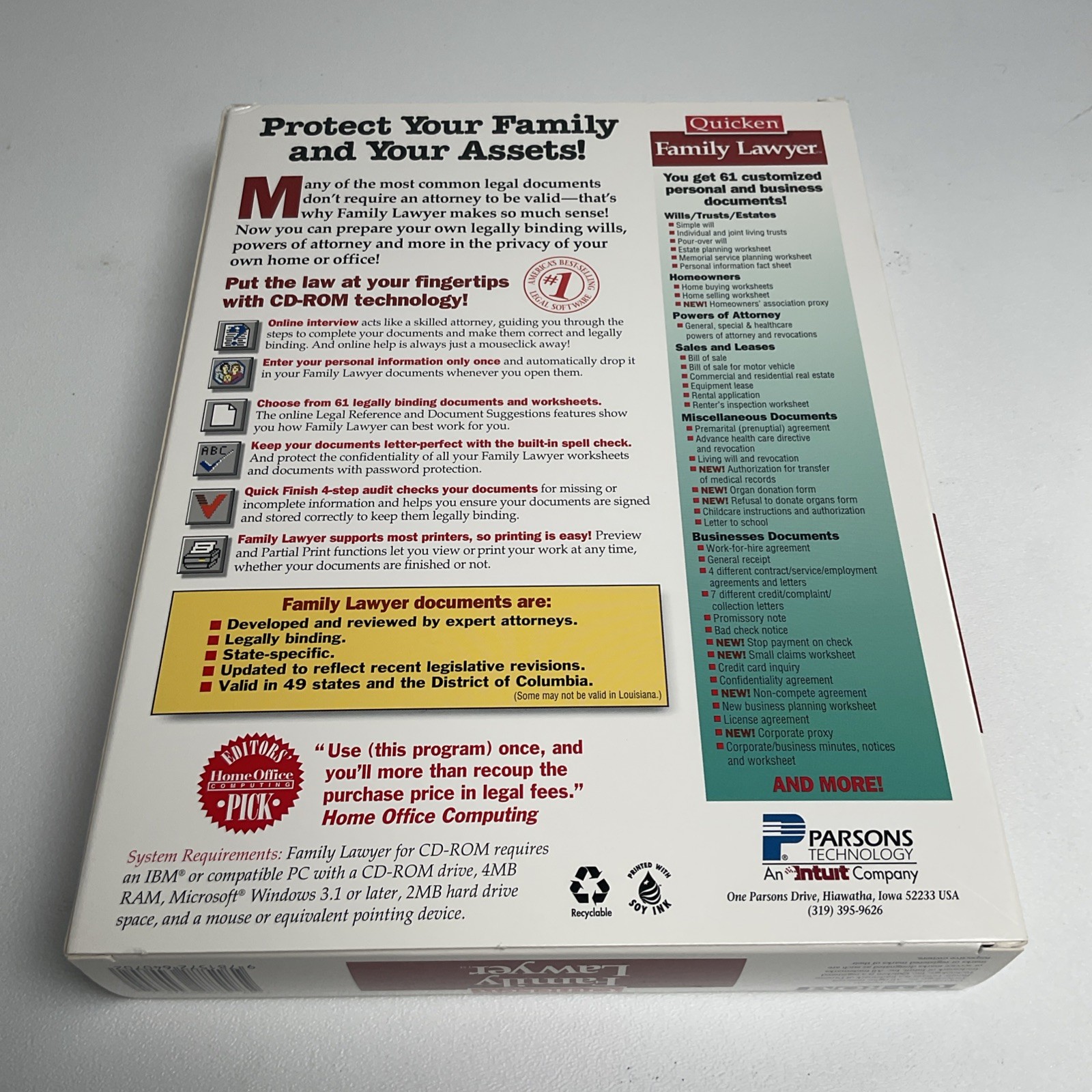 1995 Quicken Family Lawyer For Windows 3.1 Vintage Used