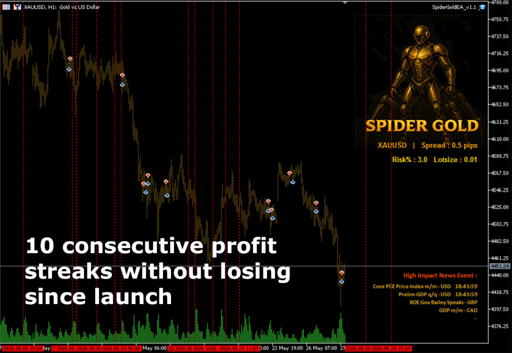 v1.2 Spider Gold EA Metatrader MT5 Forex Bot Trading Robot MQL5 Expert Advisor