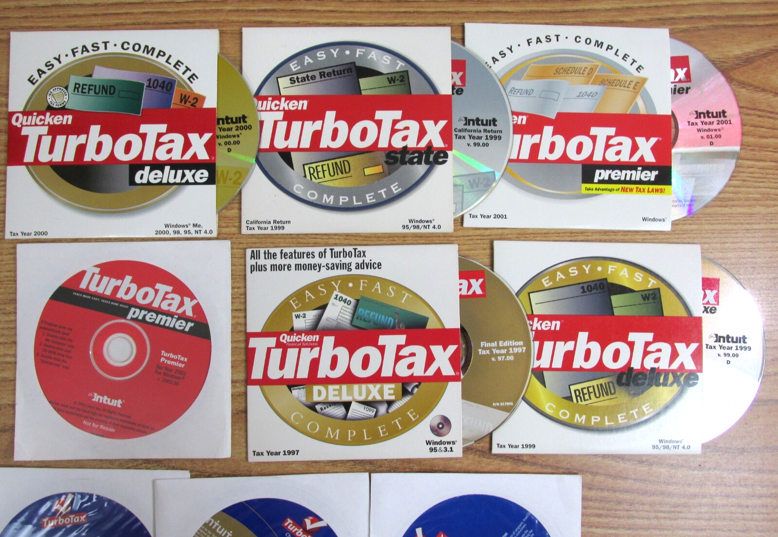 TURBOTAX DISC LOT OF 19 DISCS TOTAL / FROM LATE 1990’S ON UP / VARIETY OF YEARS