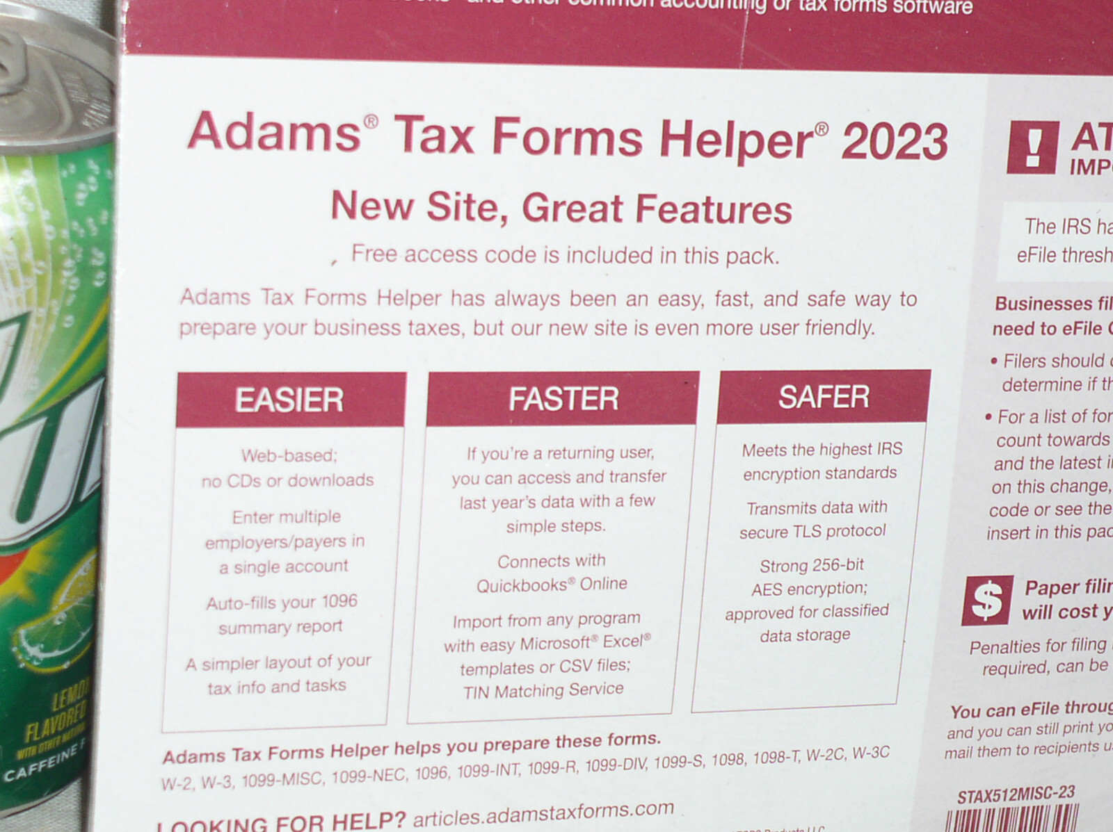 SEALED 2023 ADAMS 1099-MISC TAX KIT FORMS 5-PART 12 RECIPIENTS+ENVLOPES STAX512