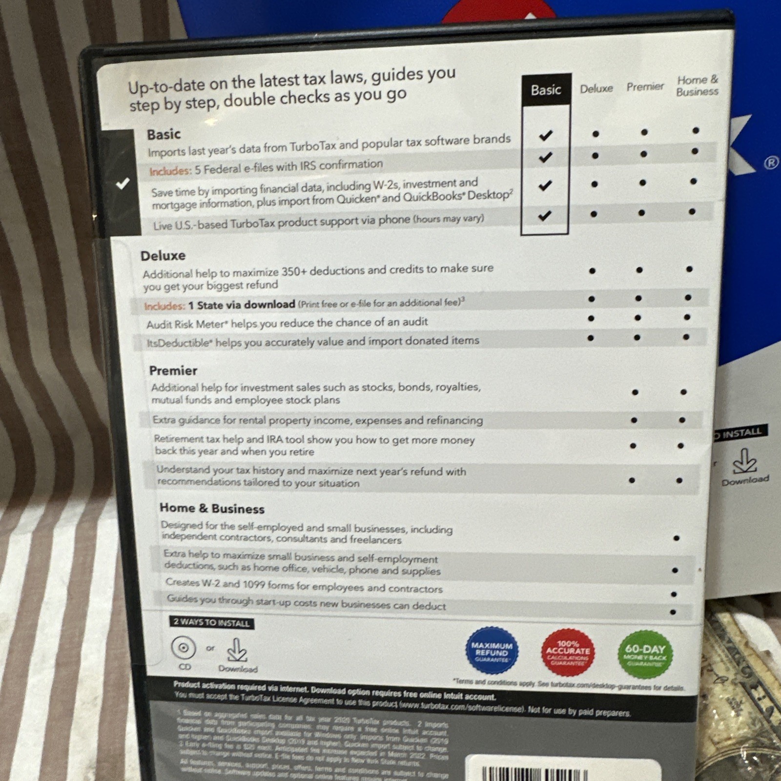 TurboTax 2021 Basic – Federal Returns + E-File Windows / Mac DISC New Open Box