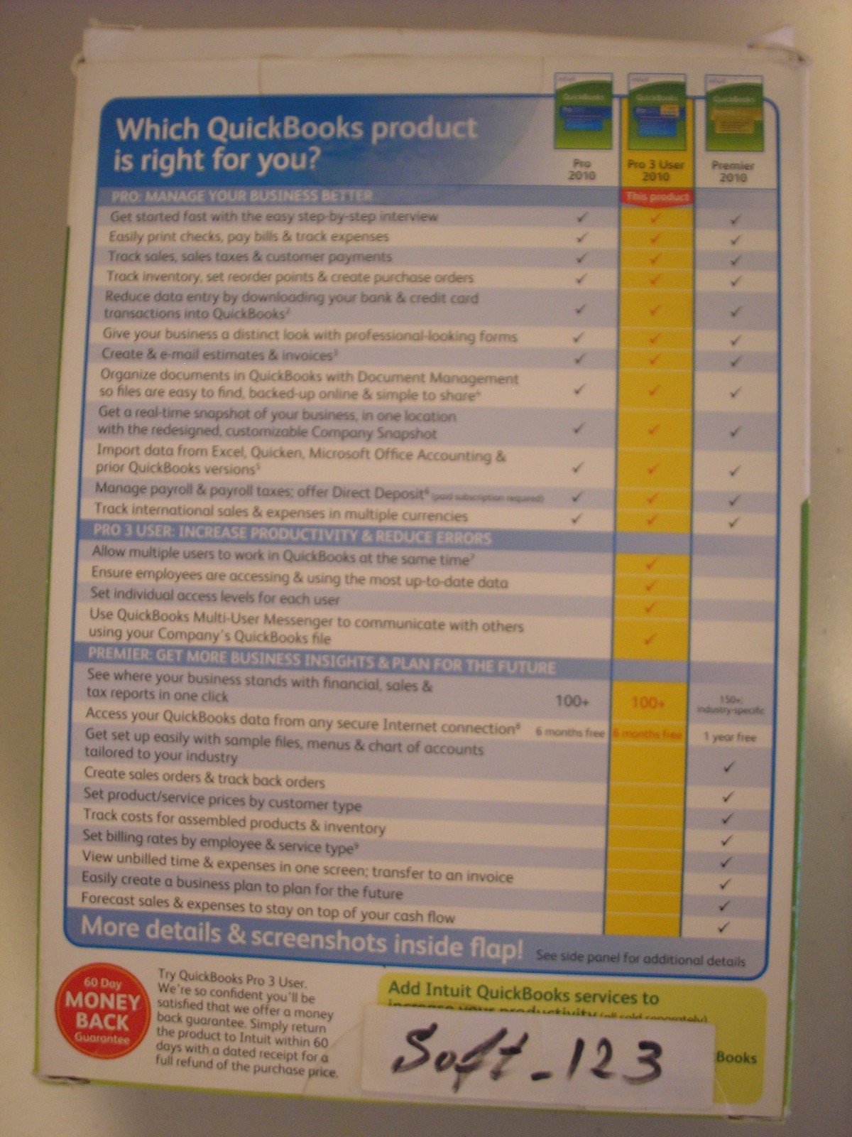 =3 USER VERSION= INTUIT QUICKBOOKS PRO 2010 FOR WINDOWS PC =LIFETIME LICENSE=