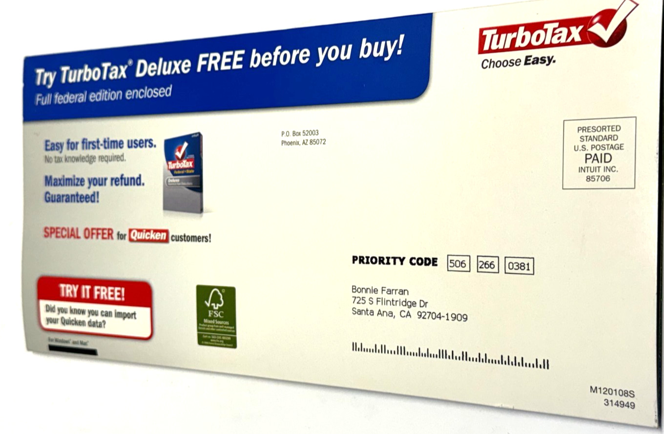 NEW Intuit TurboTax 2008 Deluxe Edition