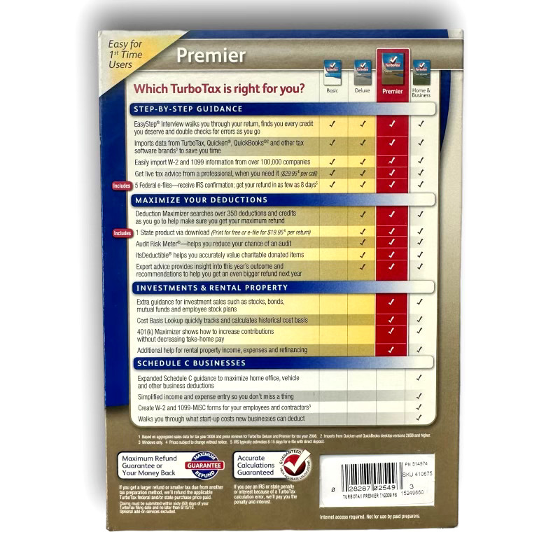 Intuit TurboTax Premier 2009: Federal & State, Investments & Rental Property