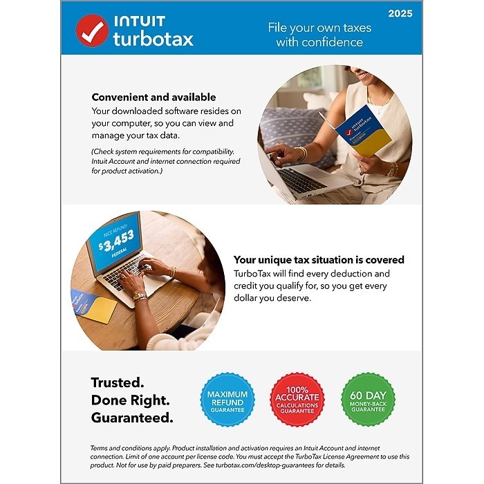 Intuit Turbotax Deluxe 2024 Federal & State & 5 Free Federal E-Filings