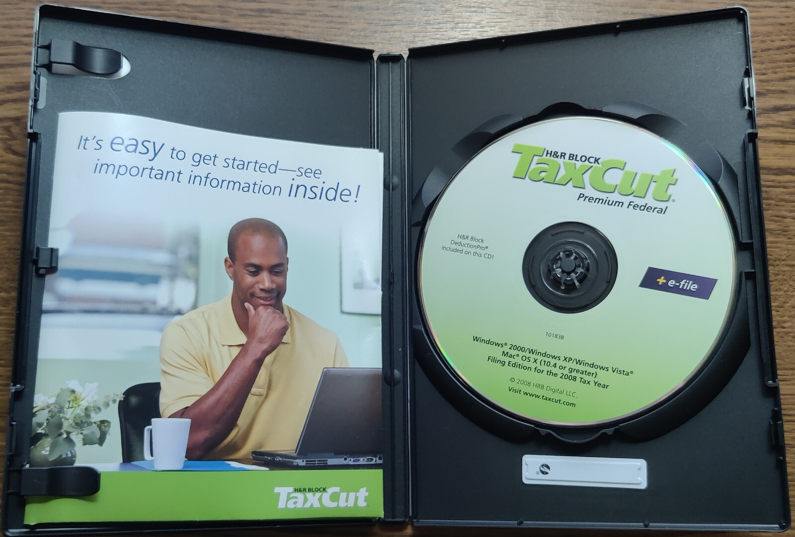 2008 H&R Block Tax Cut Software Premium Federal (No State) Win/Mac CD-Rom Disc