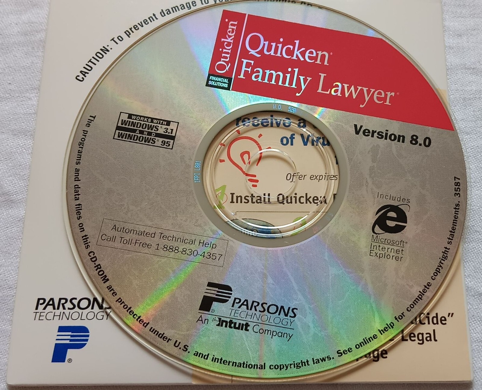 Parsons Technology LOT Quicken Family Lawyer & Announcements CD-ROM Windows 1995