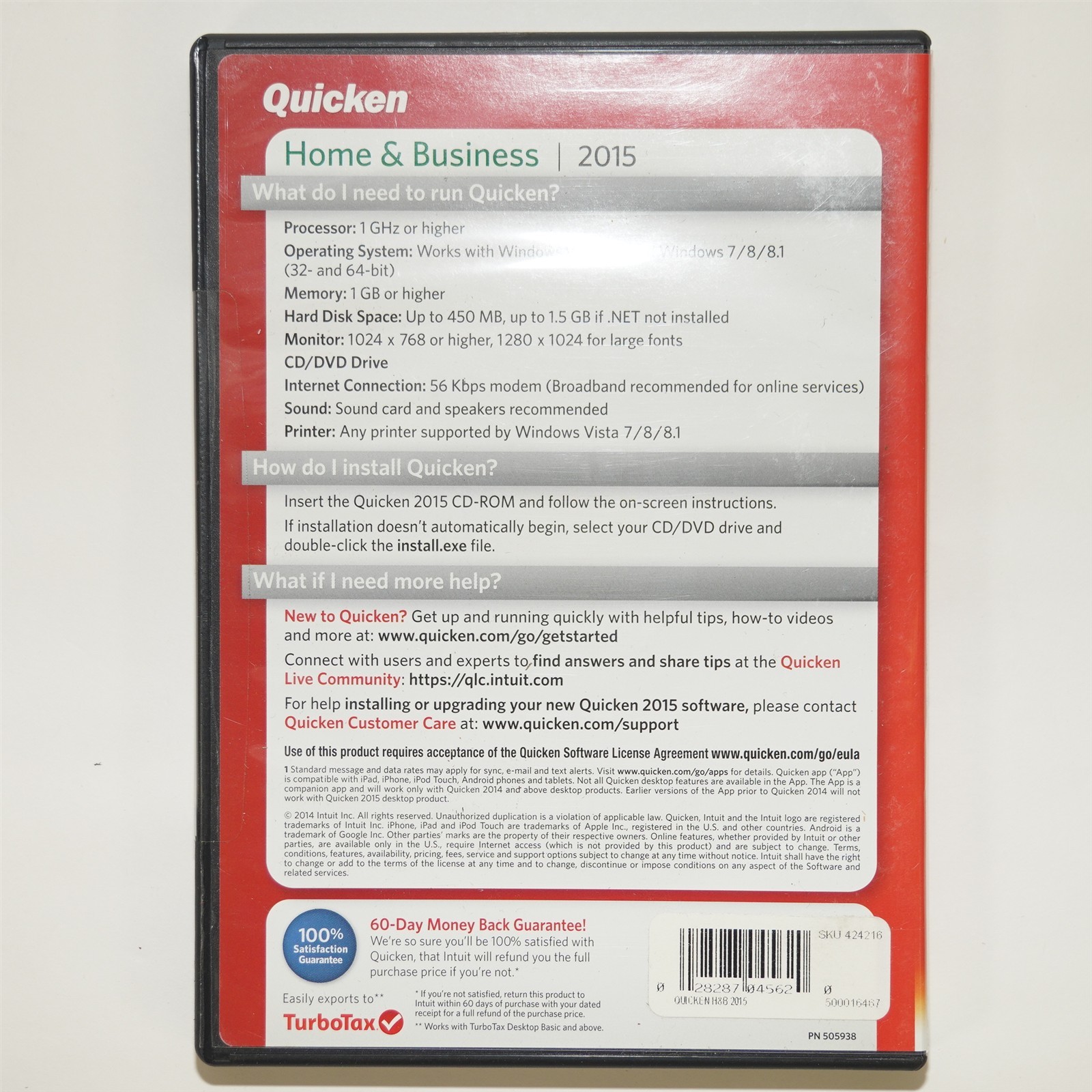 Quicken 2015 Home & Business Finance Software Window Vista SP1, 7, 8, 8.1 SEALED