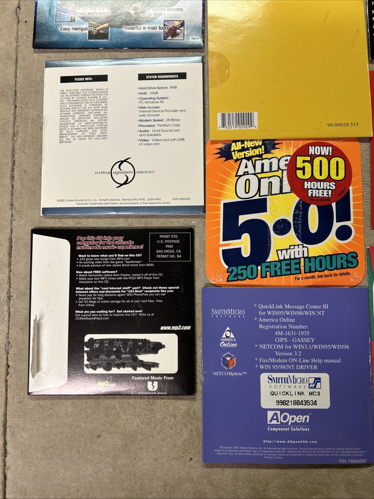 Lot of Various Financial/Modem/Turbo/MP3…. Software For Windows 95/98….